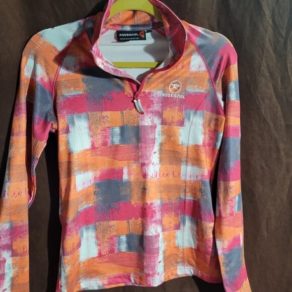 Rare Rossignol Ski Performance Wear Multicolored Half Zip Pullover Size 14 - Picture 2 of 9